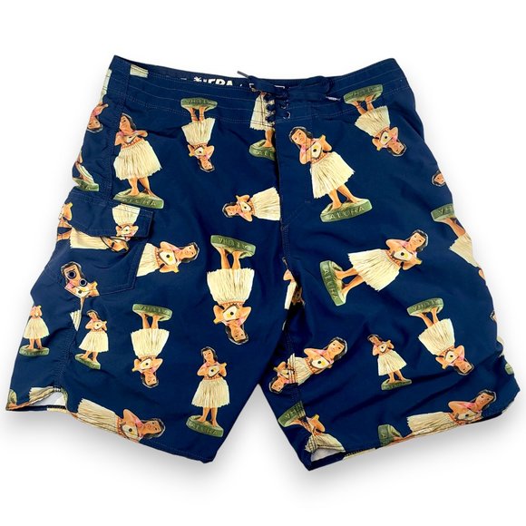 Van's Off The Wall Aloha Hula Girl Surf Boardshorts - Size 32/M 19" - Picture 13 of 13